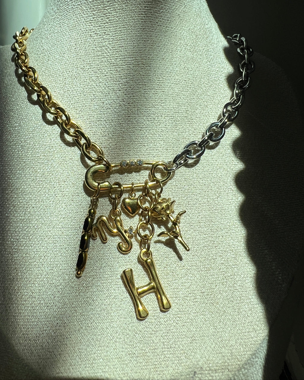 Mixed Metal Charm Necklace