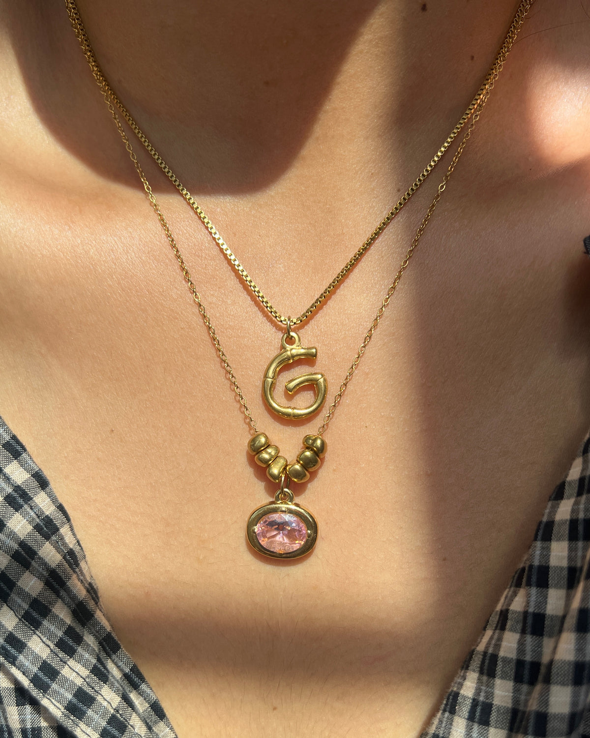 Beaded Layered Letter Necklace