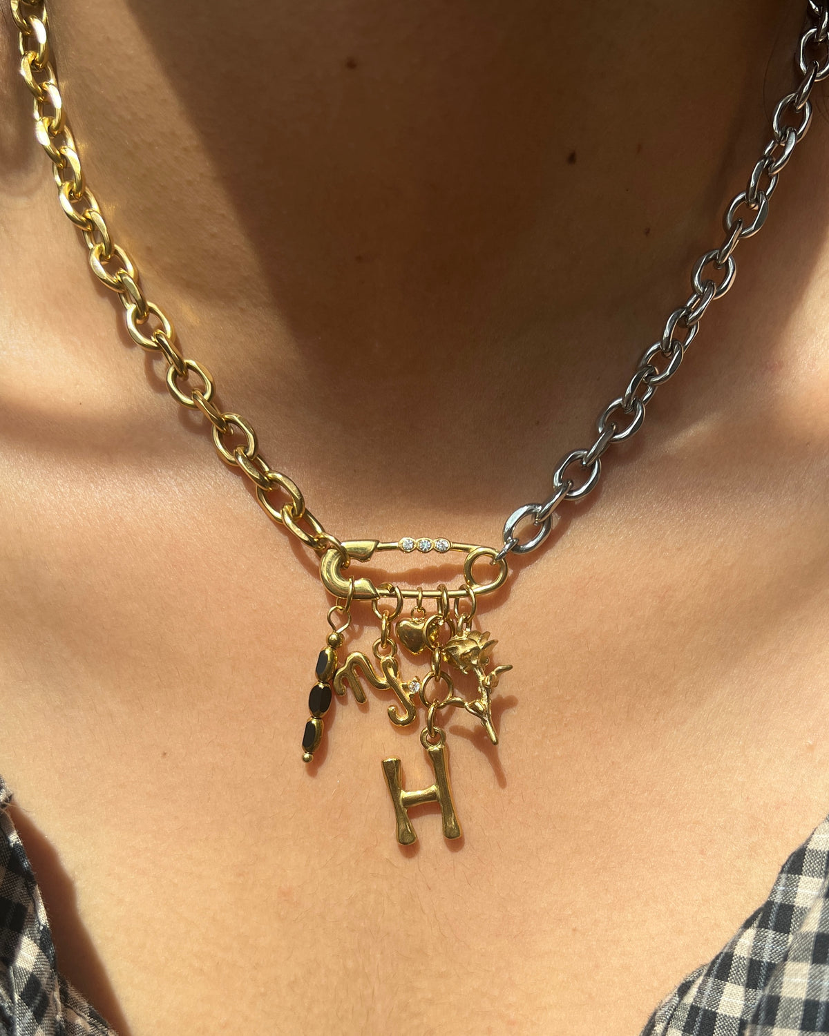 Mixed Metal Charm Necklace