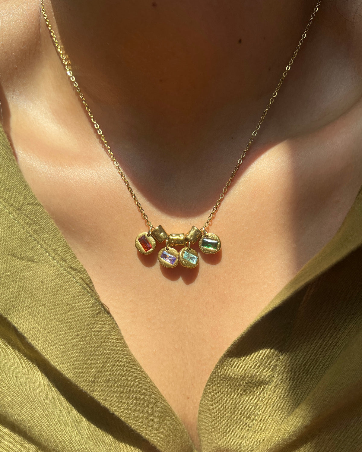 Cluster Stone Necklace
