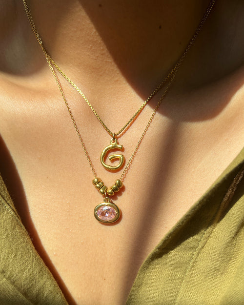 Beaded Layered Letter Necklace