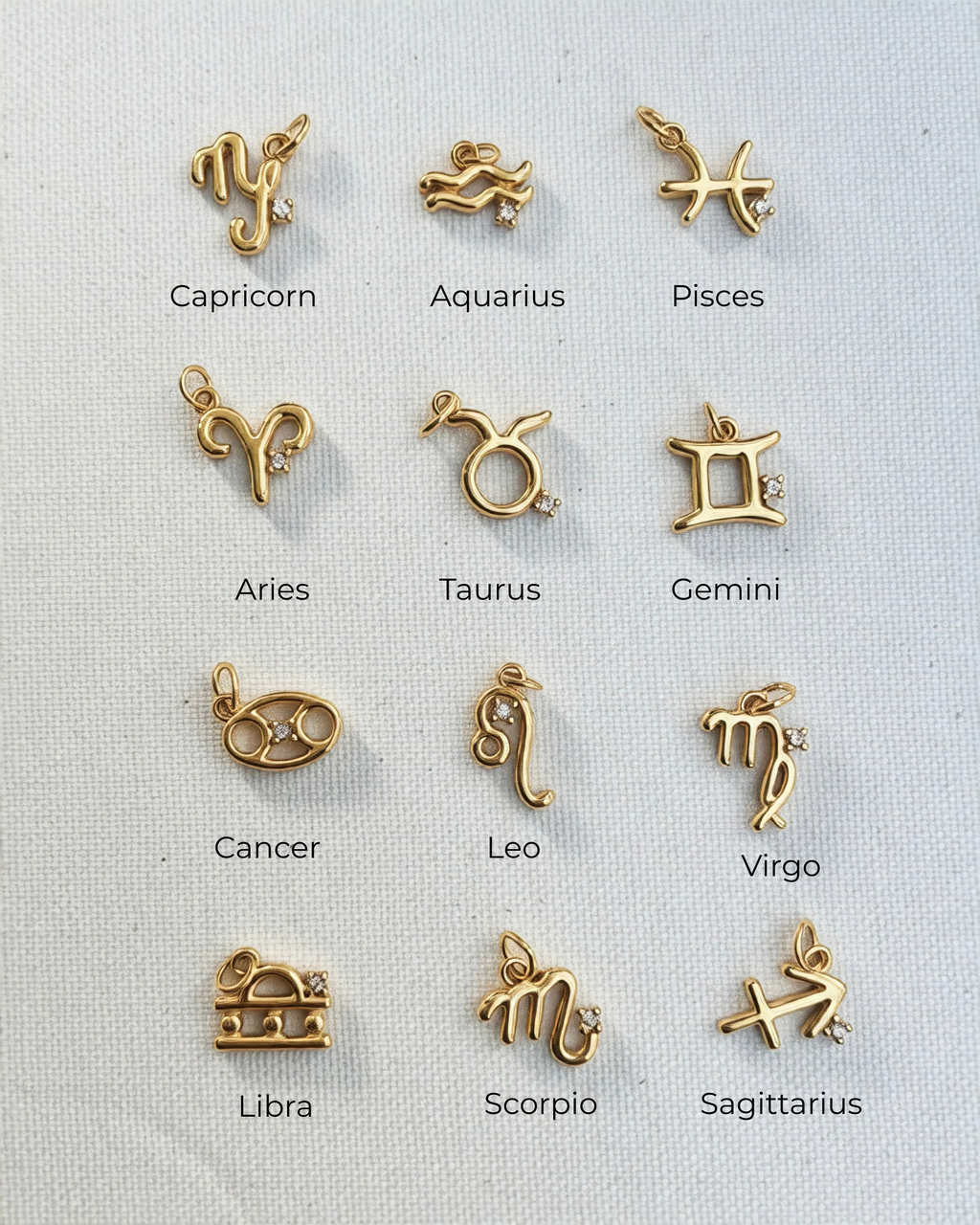 Natural Stone Letter & Zodiac Necklace