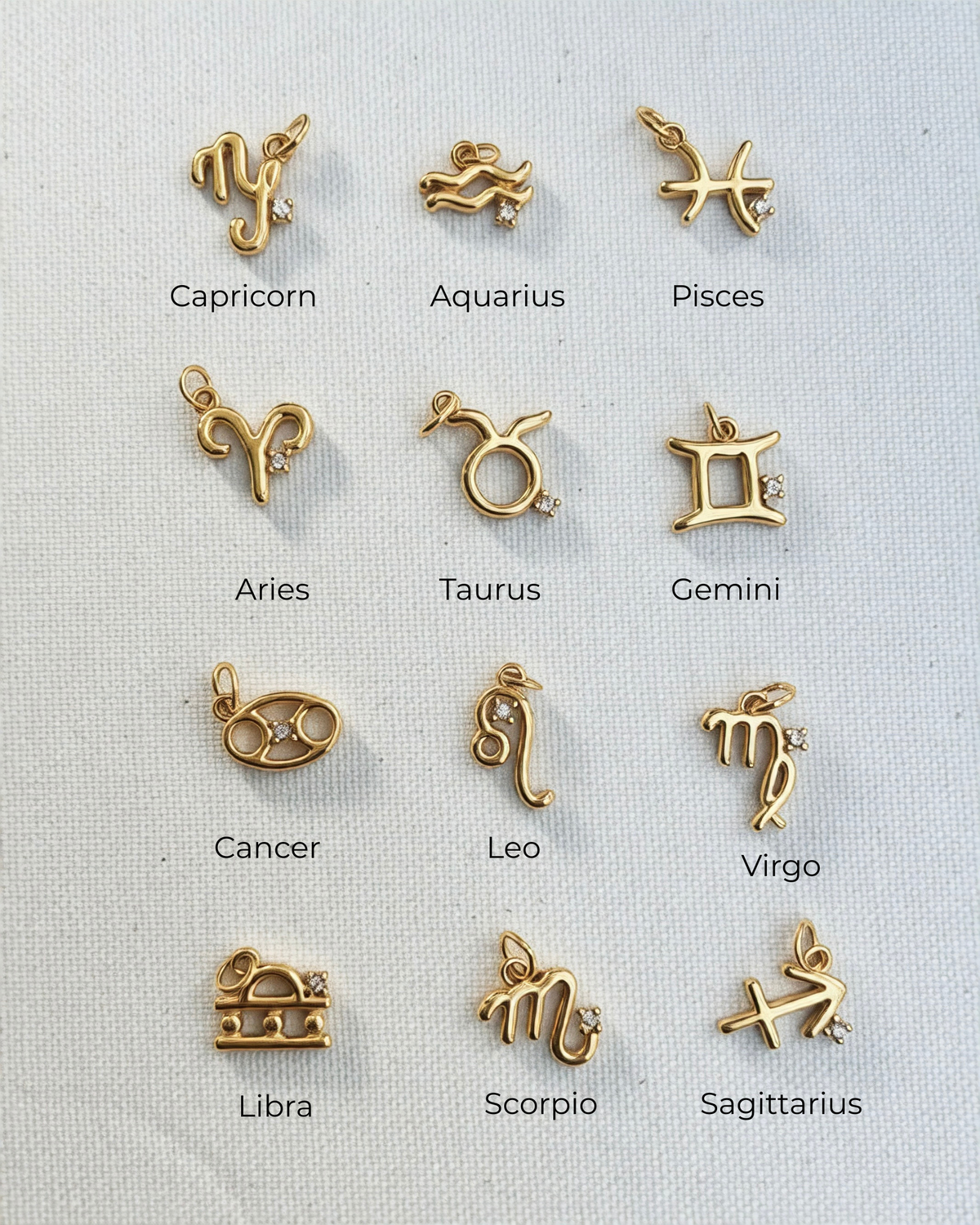 Natural Stone Letter & Zodiac Necklace