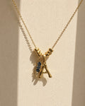 Beaded Letter & Stone Necklace