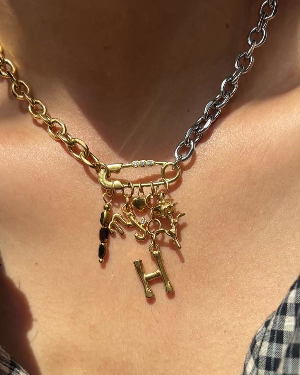 Mixed Metal Charm Necklace
