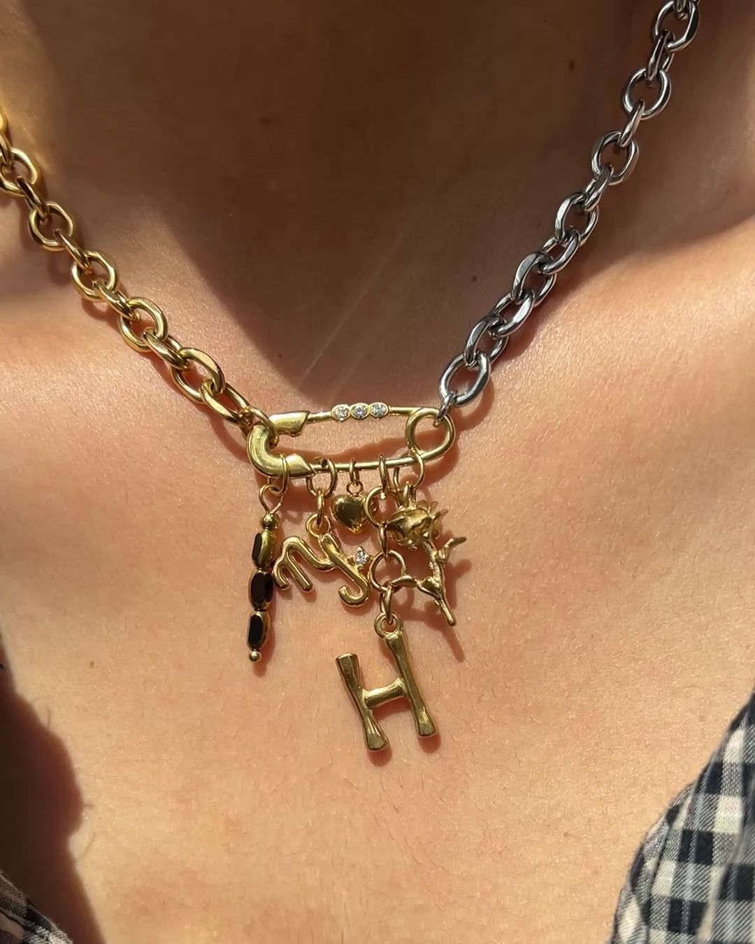 Mixed Metal Charm Necklace